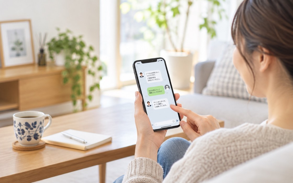 スマートフォンで担当者と気軽に連絡するオーナー様