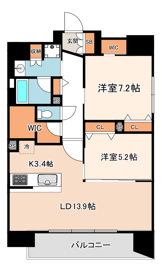 レジュールアッシュ谷町四丁目グランクラスの間取り画像